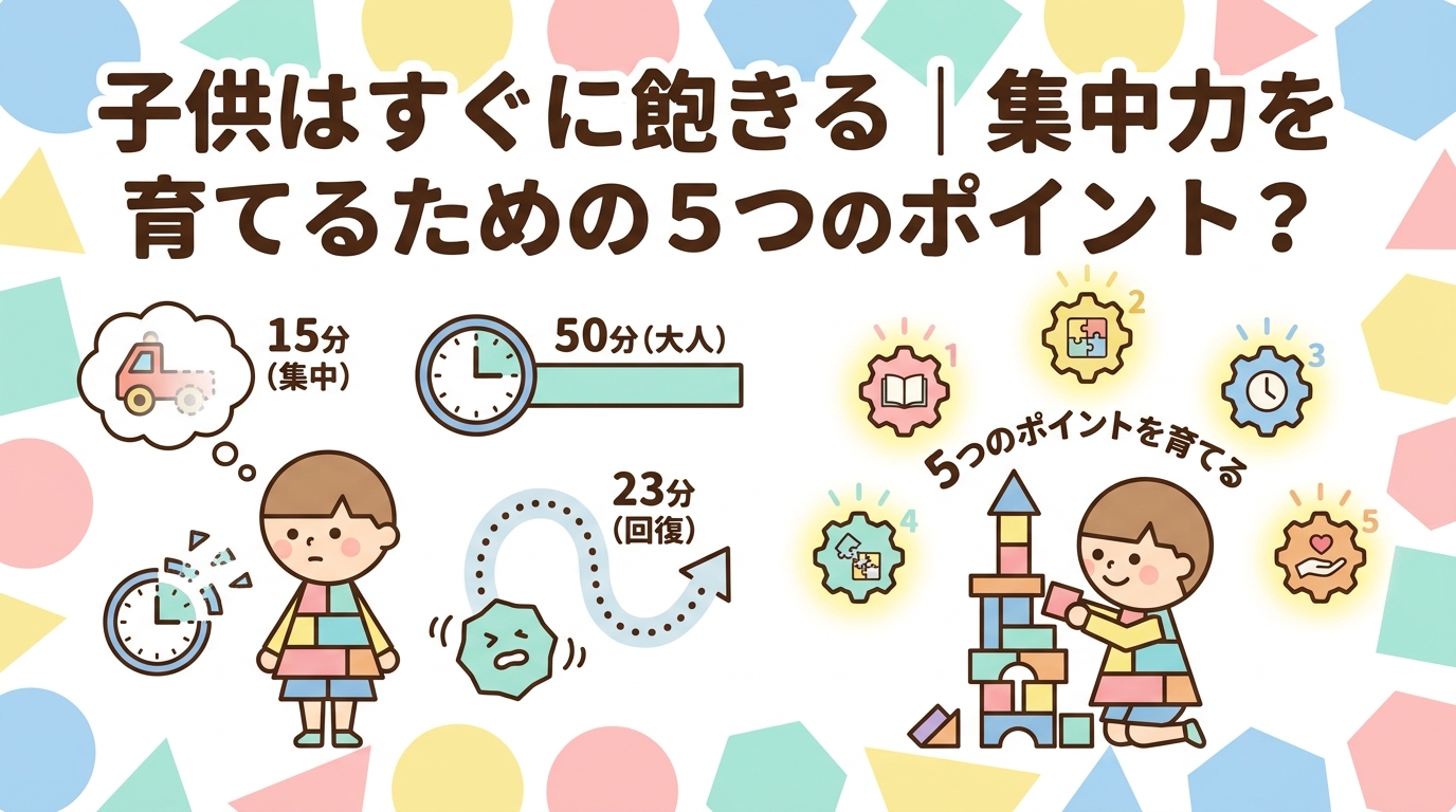 子どもがすぐに飽きてしまう｜集中力を養うための5つのポイントとは？