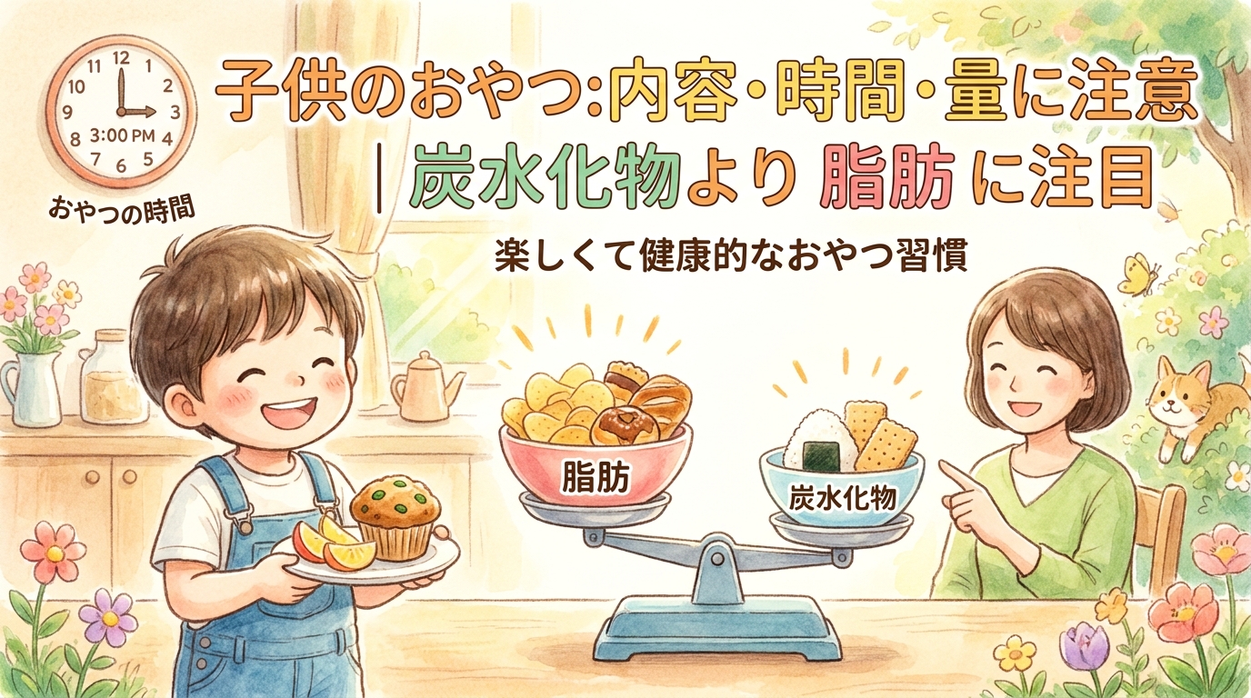 子どものおやつは内容と時間、量に気をつける｜糖質よりも脂質に注意